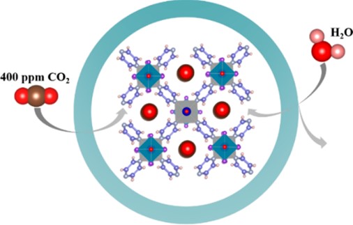 Schematic diagram of solid amine adsorbent air capture.